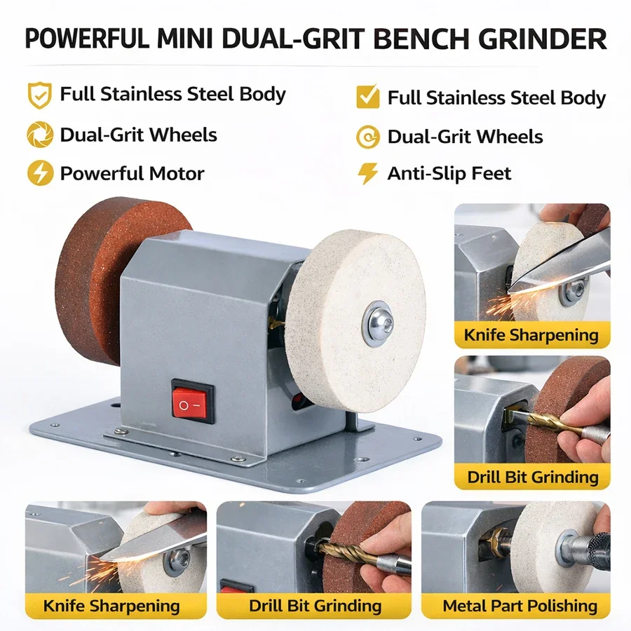 Electro Gadgets - Mini Elektrische Schleifmaschine, Edelstahlgehäuse, Grob- &