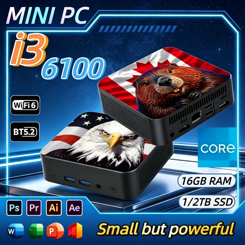 Mini Pc Windows - Neuer 2026 USA Kanada Flaggen-Kompakt-Mini-PC mit